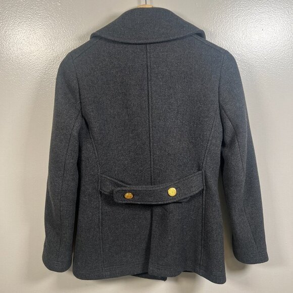J. Crew Stadium Cloth Wool Pea Coat Size 2 Gray Nello Gori Double Breasted - Picture 2 of 12
